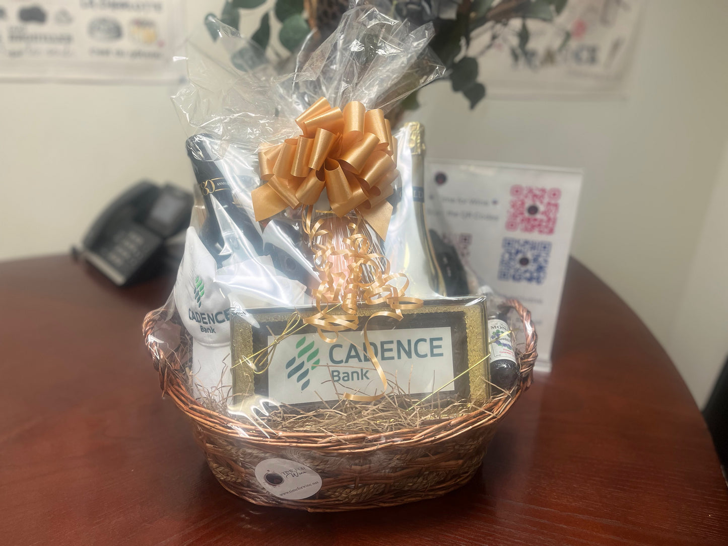 2-Bottle Wine Gift Basket with Logo Chocolate Bar