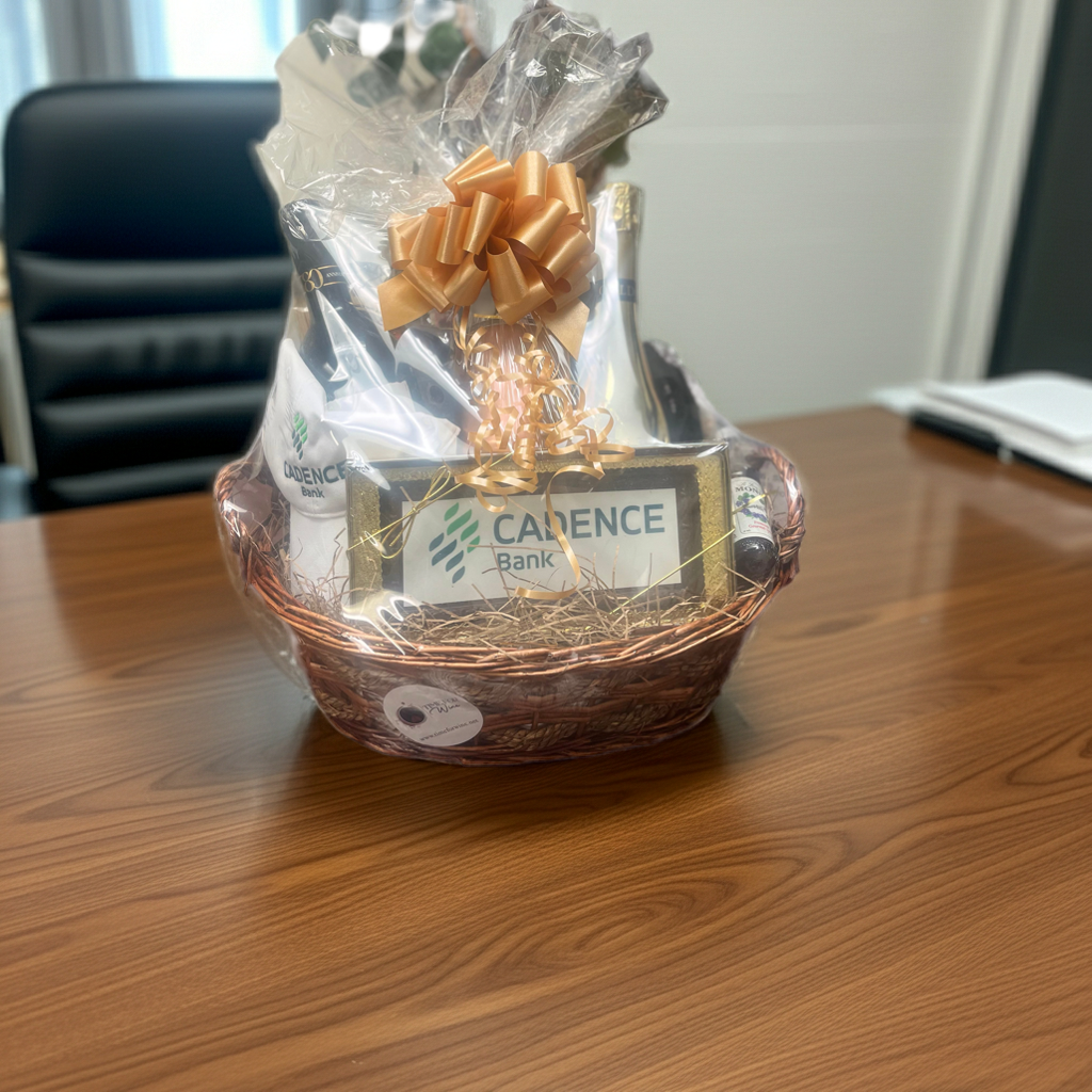 2-Bottle Wine Gift Basket with Logo Chocolate Bar